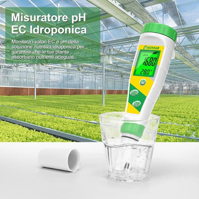 Detalle de UIUZMAR Misuratore pH e Salinità 5 in 1 per piscine, acquari e idroponica (pH/EC/TDS/Temp)