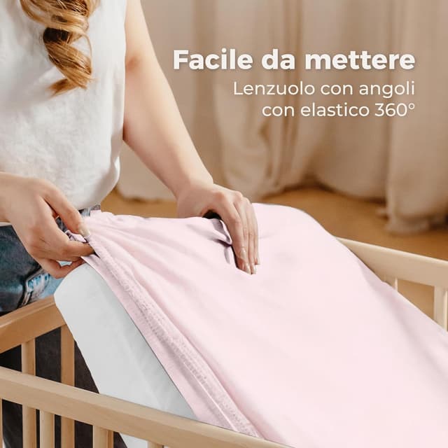 Thumbnail 6 de Dreamzie set 3 pezzi per culla/neonato: 2 lenzuola in cotone + 1 coprimaterasso impermeabile 55x90 cm