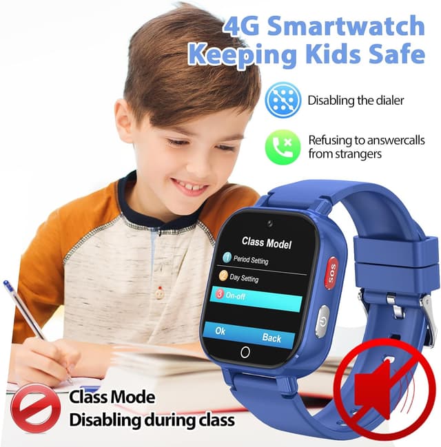 Detalle de Ucani 4G Kids Smart Watch (A28-Blue-UKLOC) – GPS tracker with SOS, calls, voice & video chat