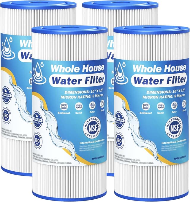 Detalle de 5 Micron 10" x 4.5" Whole House Water Filter Replacement (4-Pack) for GE FXHSC / DuPont WFHDC3001 and more
