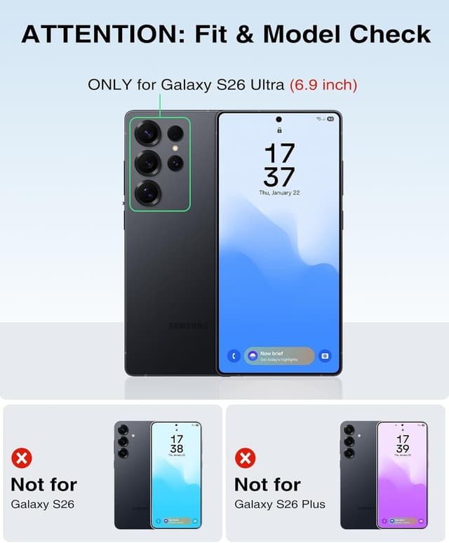 Detalle de Beeasy for Samsung Galaxy S26 Ultra waterproof case with MagSafe, built-in screen protector and camera lens cover (IP68, shockproof)