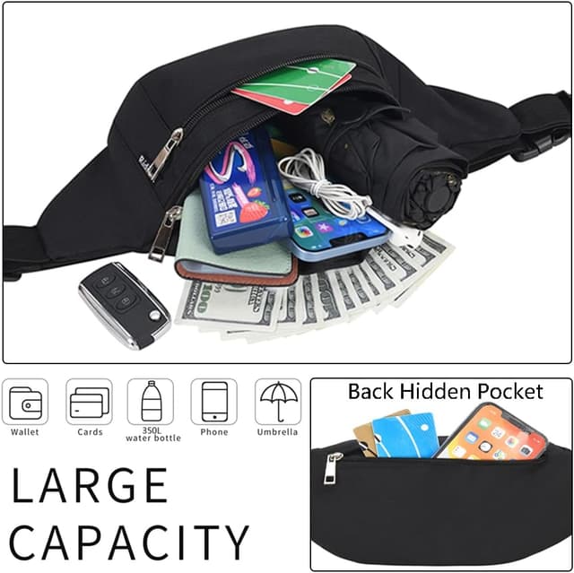 Detalle de Bauchtasche Gürteltasche Hüfttasche Sport wasserdicht für Damen & Herren (Schwarz)