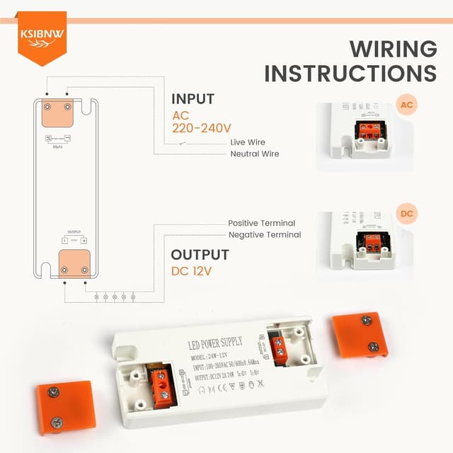 Detalle de KSIBNW Trasformatore 220V→12V per LED slim 2A (24W)