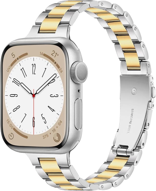 Detalle de Vamyzji slim stainless steel Apple Watch strap (compatible with 42/44/45/46/49mm models)