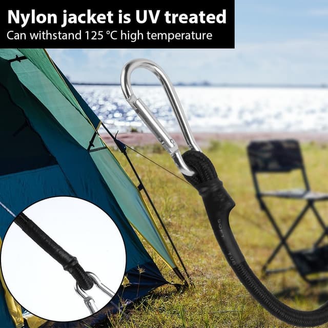 Detalle de URAQT corda elastica con 4 corde elastiche e moschettoni, tenditore elastico da 60 cm