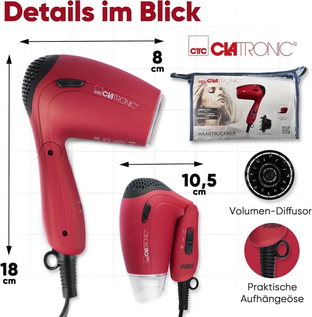 Thumbnail 6 de Clatronic HTD3429 rouge – Sèche-cheveux unisex pour un séchage simple au quotidien
