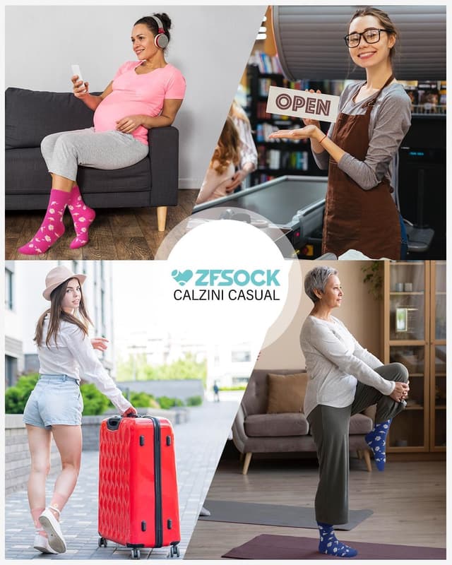 Detalle de ZFSOCK calzini donna senza elastico in cotone traspirante (set da 5 paia, metà polpaccio)