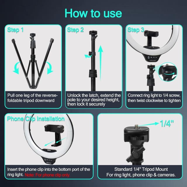 Thumbnail 6 de UBeesize 14" Foldable Ring Light with 62" Tripod
