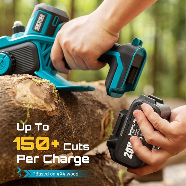 Detalle de Seesii Mini Cordless Chainsaw M8 Boost (8 inch & 6 inch) with 2 x 3000mAh batteries
