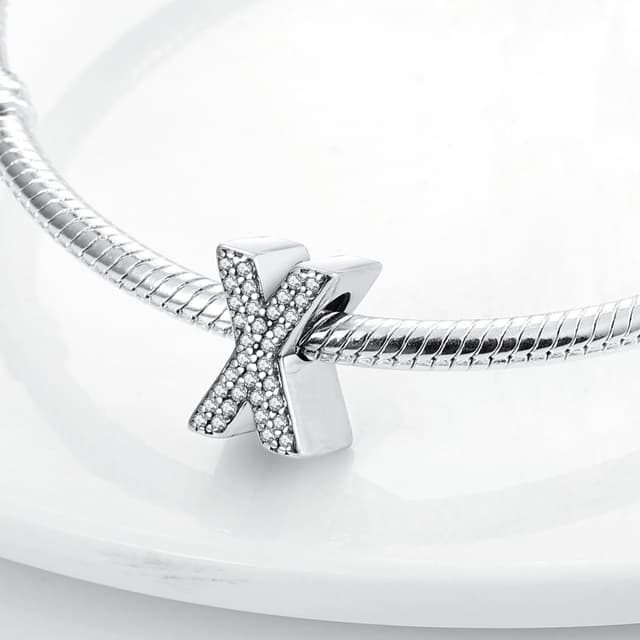 Detalle 2 de CQWVB Buchstabe Charm Anhänger aus 925 Sterling Silber (Alphabet A–Z) für Armband & Kette
