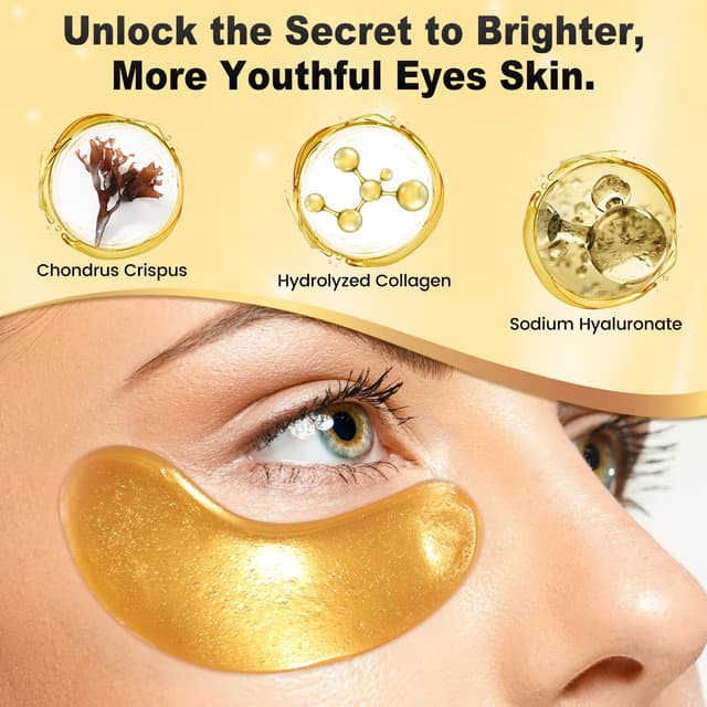 Detalle de Tibobo 24K Gold Augenpads – 36 Paar Gel-Eye-Patches mit Hyaluron & Collagen