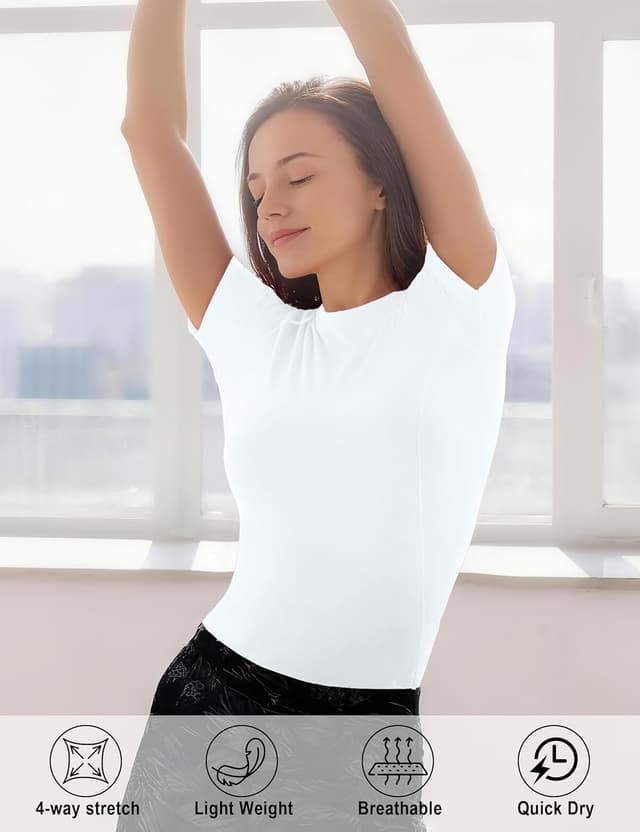 Detalle de WISMBOX Women’s Compression Base Layer Short Sleeve Quick Dry Gym Top