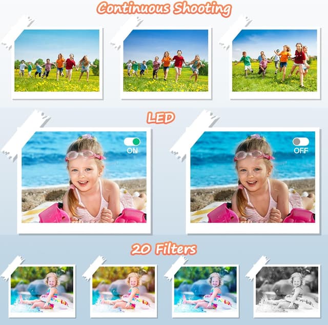 Detalle de 1080P FHD Digital Camera (44MP) with 2.4" LCD, 16X Digital Zoom & 32GB SD Card – Compact Vlogging Camera for Kids & Beginners (Purple)