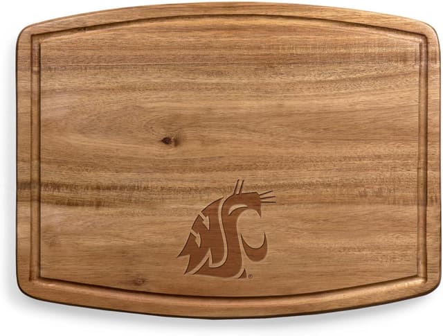 Detalle de Picnic Time NCAA Oval Acacia Cutting Board & Charcuterie Set with Juice Groove