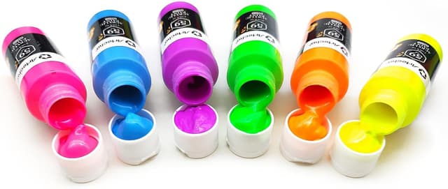 Detalle de Artecho Acrylic Paint Set – 6 Neon Colours (2 oz each) for art, crafts and more