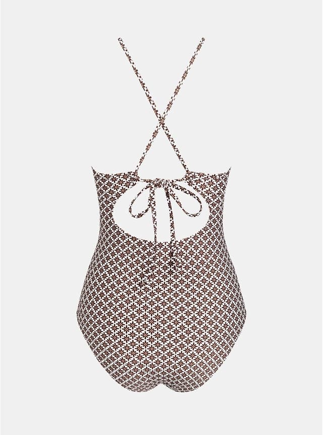 Detalle 2 de CUPSHE maillot de bain une pièce femme avec col haut et contrôle du ventre