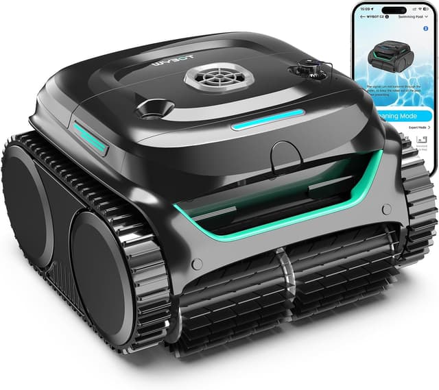 Detalle de WYBOT C2 Cordless Robotic Pool Cleaner (2026 Upgraded) with Dual Filtration & App Scheduling