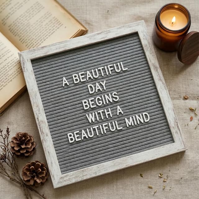 Detalle 2 de Changeable Felt Letter Board 25x25cm Gray felt