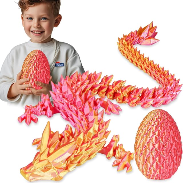 Thumbnail 6 de Surprise Dragon Egg with Dragon Inside 3D Printed Fidget Toy (Christmas Green, Small)