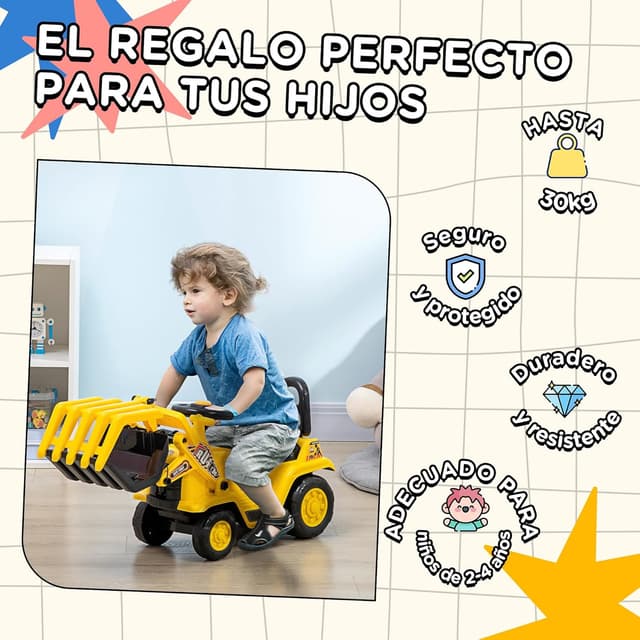 Thumbnail 5 de HOMCOM Tractor correpasillos Excavadora 83x27x39 cm