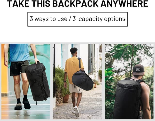 Thumbnail 6 de MIER Large 60L Duffel Backpack Gym Bag with Shoe Compartment (Water Resistant) — Black