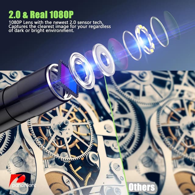 Detalle 2 de Pancellent telecamera endoscopica con luce, serpente impermeabile e display a colori HD da 2,4