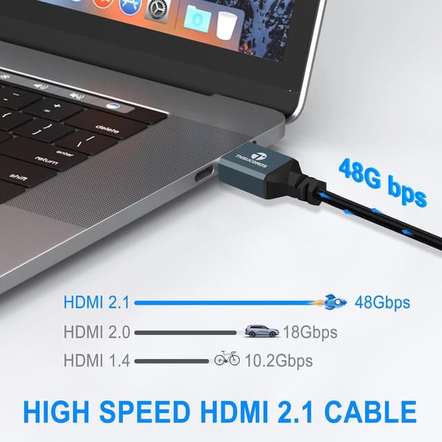 Detalle de Thsucords HDMI 2.1 Spiral-Kabel 8K mit 48 Gbps (1 m) – ultradünn, für PS5, Xbox & TV