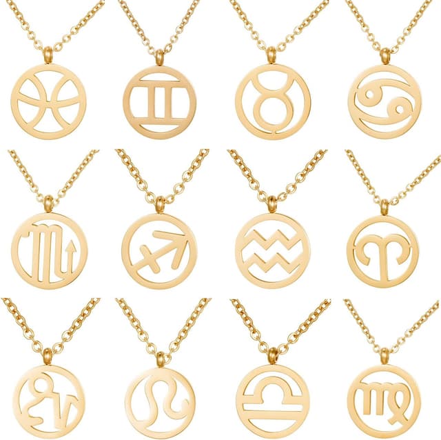 Detalle de Morella collana da donna in acciaio inox color oro con ciondolo segno zodiacale, in sacchetto di velluto