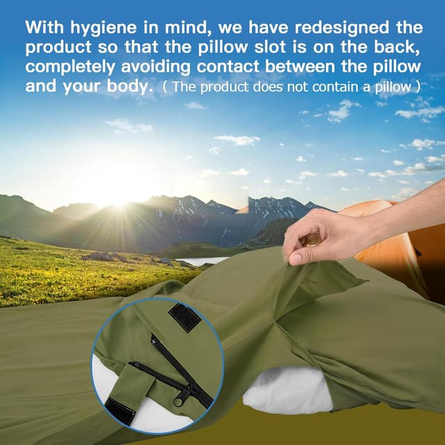 Thumbnail 3 de JAICOM Sleeping Bag Liner (220 x 90 cm) – ultralight travel sheet with pillow pocket