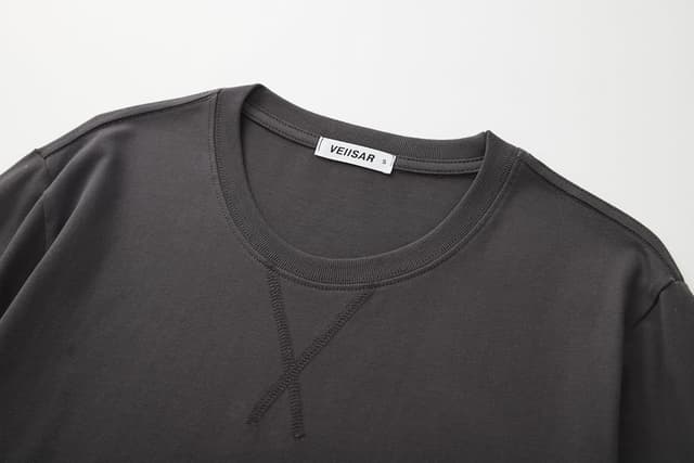 Detalle de VEIISAR Herren Rundhals-Longline-T-Shirt aus 100 % Baumwolle (Heavy Duty), dick & preshrunk