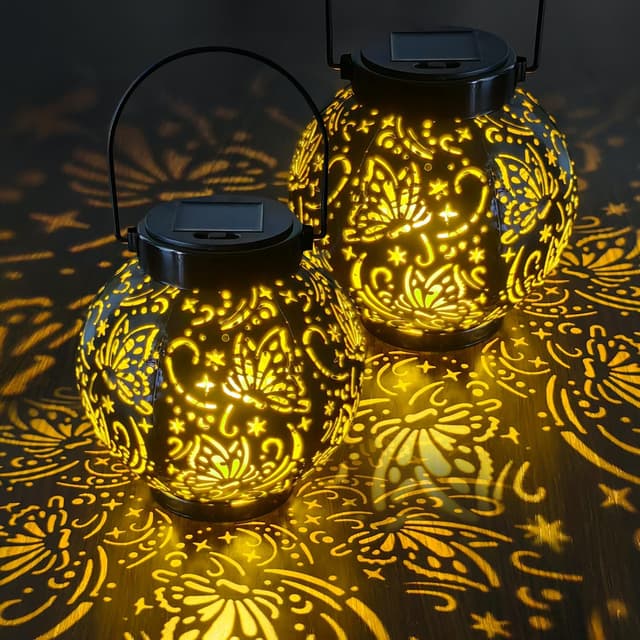 Detalle de KALAHOL solar lanterns 2 pack garden lights