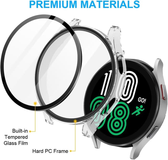 Detalle 2 de OFFCUP Screen Protector Case (2pcs) for Samsung Galaxy Watch 4, 40mm – clear tempered glass bumper cover
