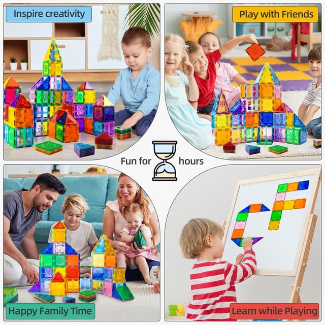 Detalle de Xekel 120PCS magnetic building blocks set 🧩