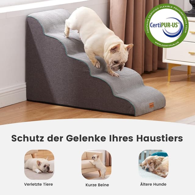 Detalle 2 de Gardner Pet Hundetreppe für kleine Hunde (58 cm) – 5 Stufen aus 35D-Schaumstoff
