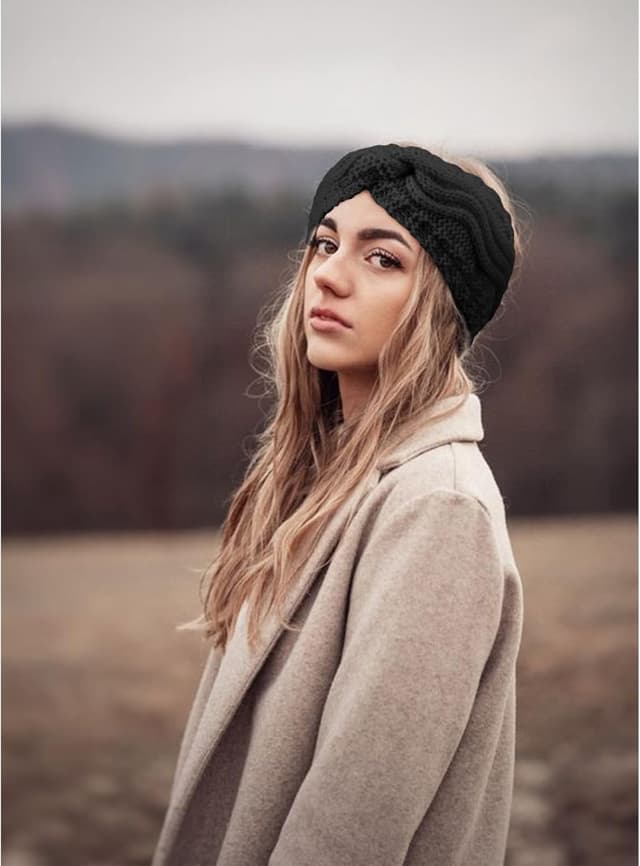 Detalle 2 de DRESHOW bandeau tricoté chaud doublé polaire pour femmes (cache-oreilles)