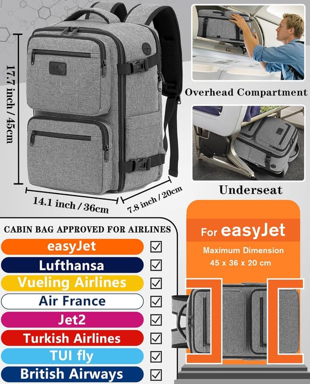 Detalle 2 de LYNXCHER Cabin Bag for Ryanair and EasyJet