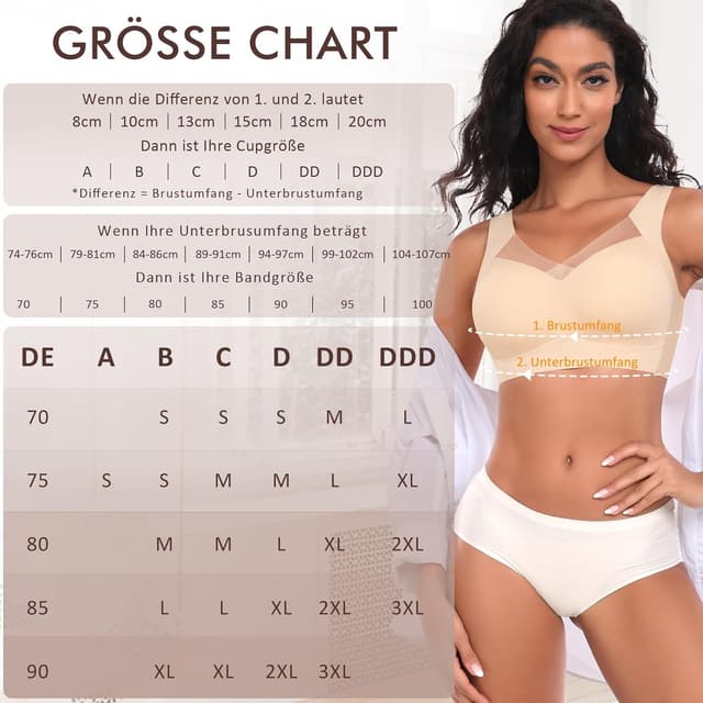 Detalle 2 de Damen BH ohne Bügel mit nahtlosem Komfort-Fit (T-Shirt/Soft-Bralette) – gepolsterte, abnehmbare Cups