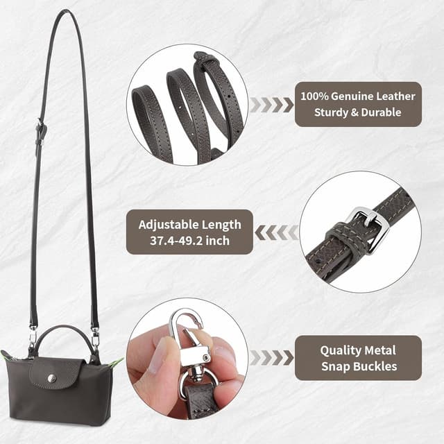 Detalle 2 de Gastinsave Handtaschengurte Ersatz aus Leder für Crossbody & Schultertasche (verstellbar)