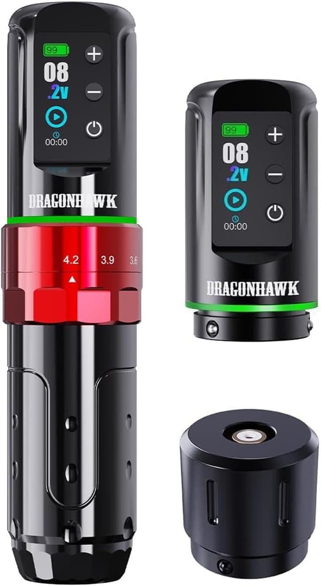 Detalle de Dragonhawk L3 machine à tatouer rotative sans fil (7 courses) avec 2 batteries 2000 mAh