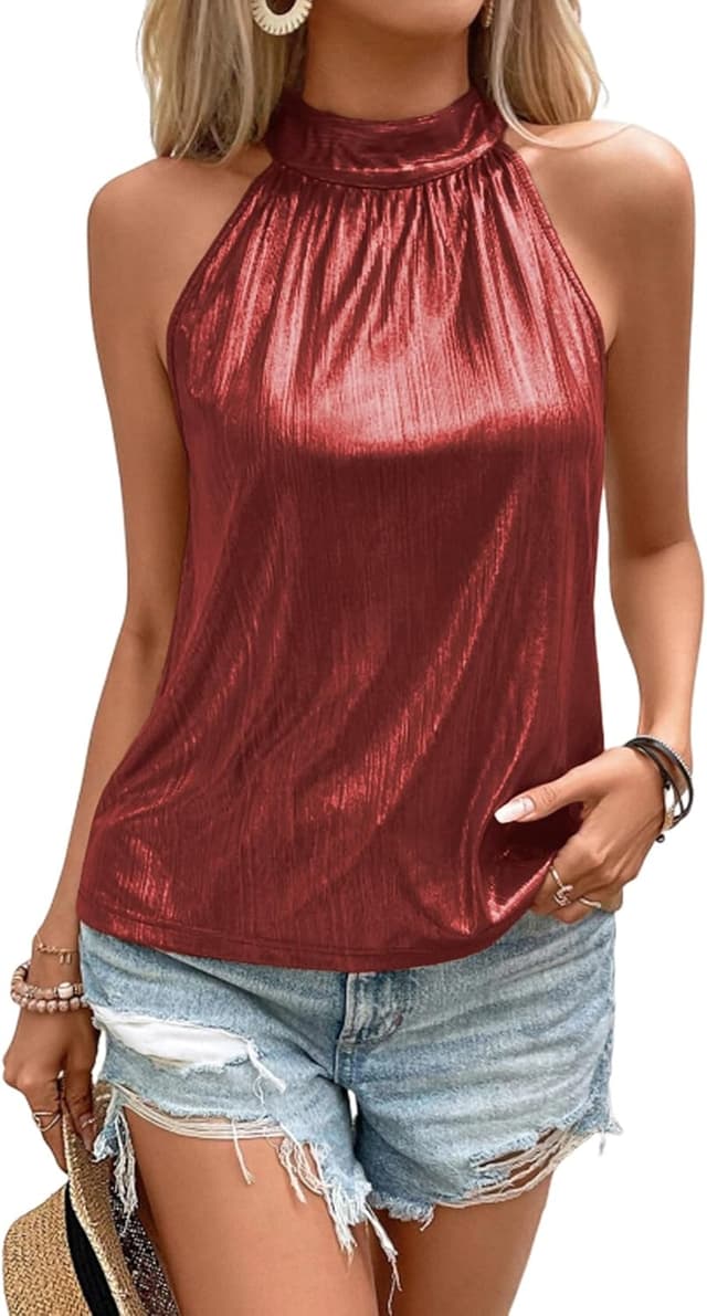 Thumbnail 6 de Haut à paillettes Zeagoo pour femme, dos nu sans manches à col halter