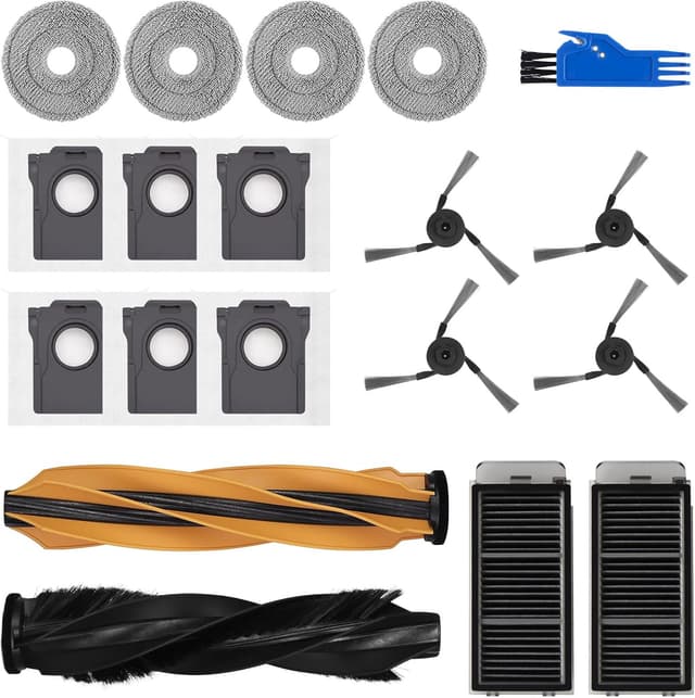 Detalle de Ersatz-Zubehör-Set kompatibel für Dreame L50/L50S/L40s Pro Ultra & Mova V50/P50s Ultra (Hauptbürste, Filter, Seitenbürsten, Wischpads, Staubbeutel)