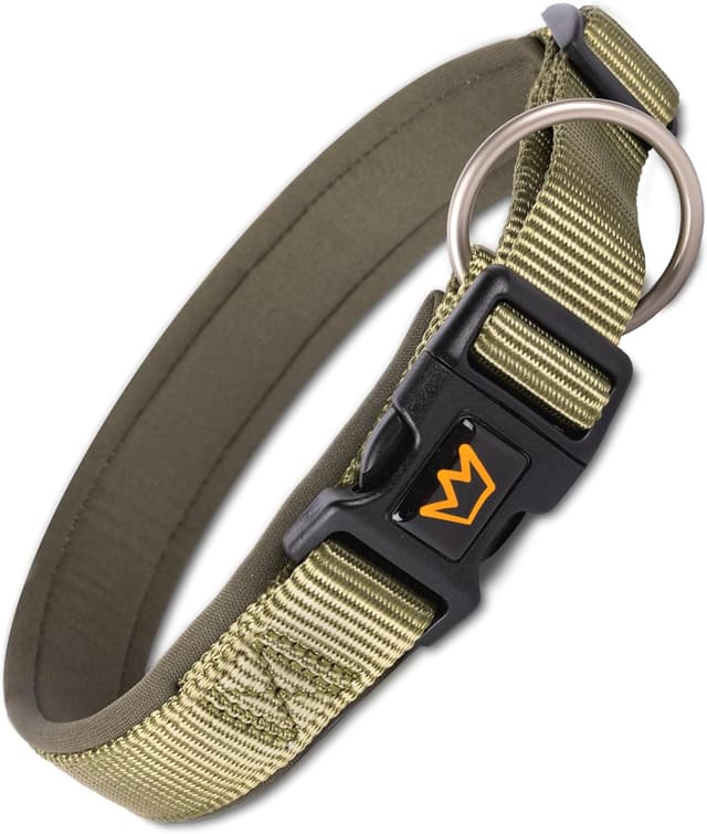 Detalle de Rudelkönig Hundehalsband Bella – verstellbares Nylon-Halsband für große Hunde in Khaki