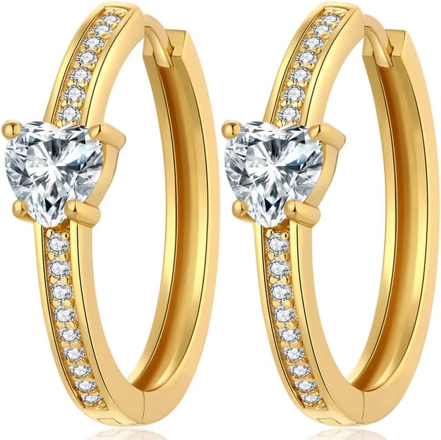 Detalle de Jiamiaoi Creolen Ohrringe aus Edelstahl mit 18K Weißgold-Vergoldung, Huggie Hoop (18/21/25 mm) – Silber & Gold