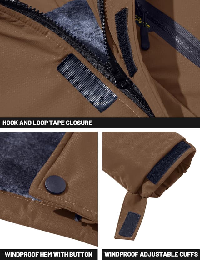 Thumbnail 6 de TACVASEN Men’s Winter Skiing Jacket with Hood, Water-Resistant Fleece Insulation