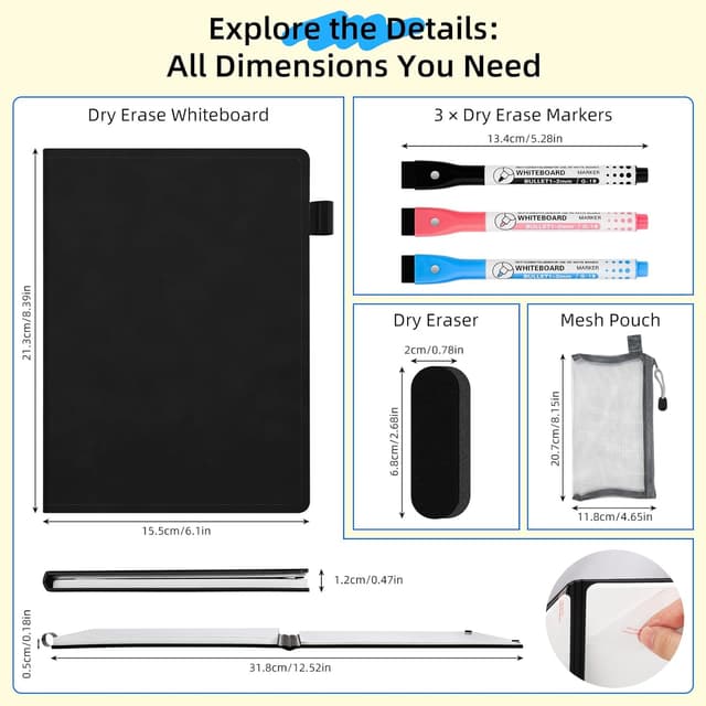 Detalle de AGM A5 mini whiteboard with markers