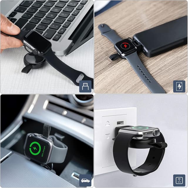 Detalle 2 de LVFAN Wireless Charger for Apple Watch (Portable Magnetic USB Charger, Black)