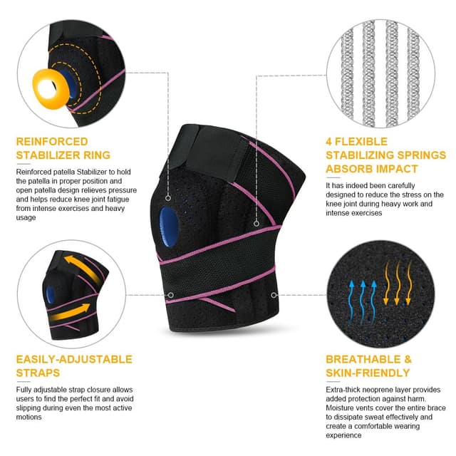 Detalle de ACWOO Genouillère de sport avec stabilisateurs latéraux et coussinets en caoutchouc