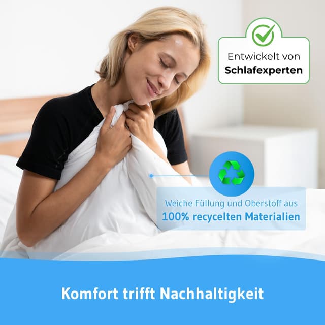 Detalle de Verda Kinderbettdecke 100x135 cm aus recyceltem PET – sommerleichte, thermoregulierende Steppdecke