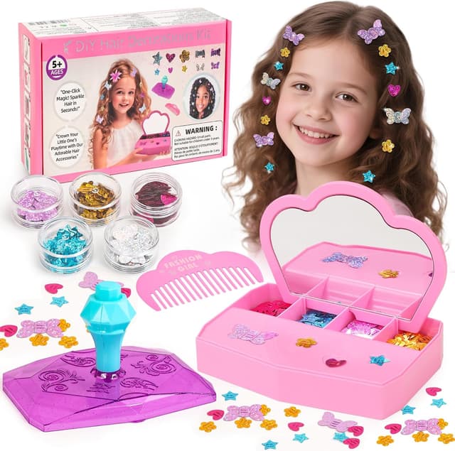 Detalle de WooWee Hair Gem Stamper Kit — Sparkling Hair Jewels Styling Tool for Girls (Reusable Glitter Sequins)