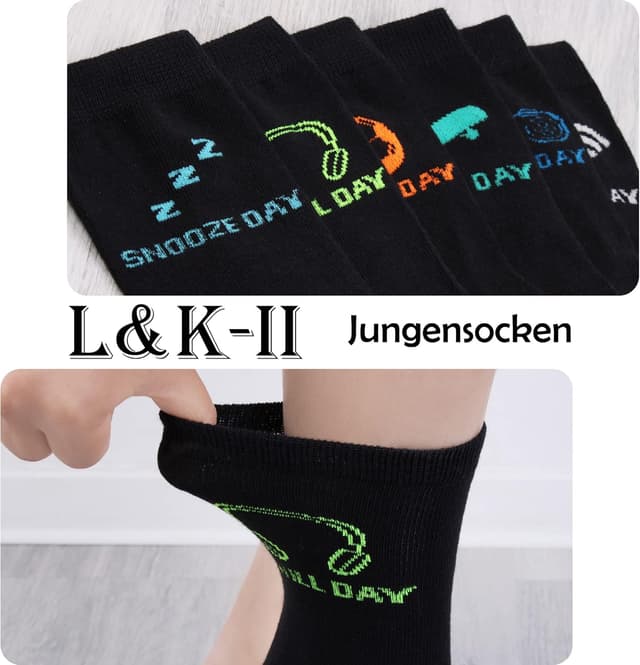 Detalle de Calzini da ginnastica per ragazzi in spugna di cotone (con stampe navy), confezione da 10 paia